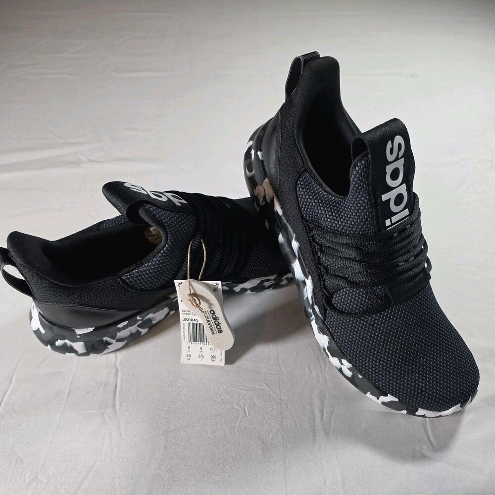 Adidas Lite Racer Adapt 7 Running Shoes Mens Size 9.5 Black Cloudfoam JS0045